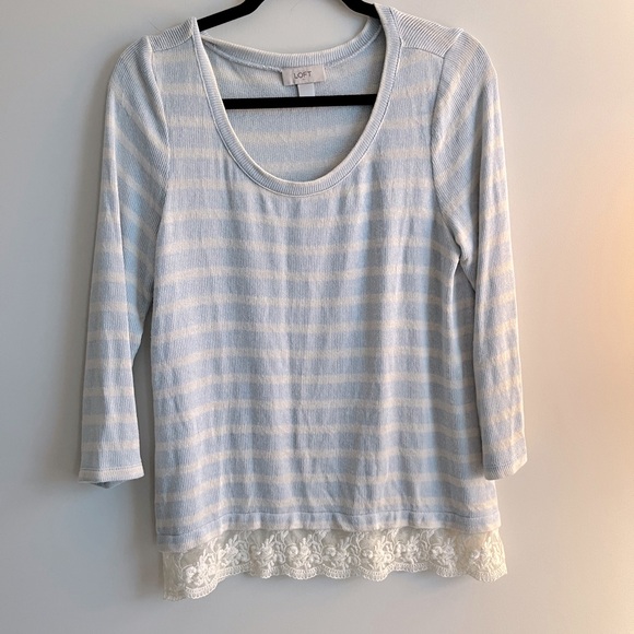 LOFT Stripe sweater with lace trim size Medium - Picture 11 of 11